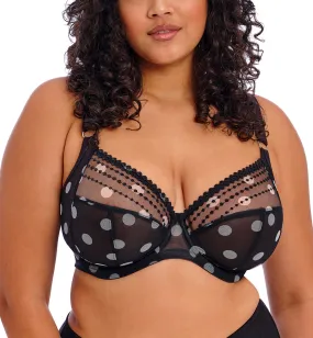 Elomi Matilda Black Dot Banded Plunge Underwire Bra - 8900