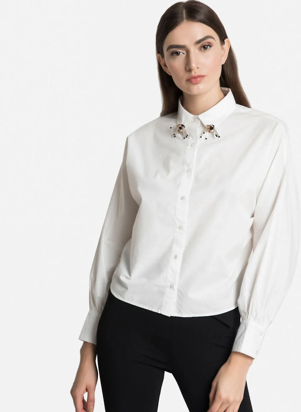 Embellished Poplin Shirt