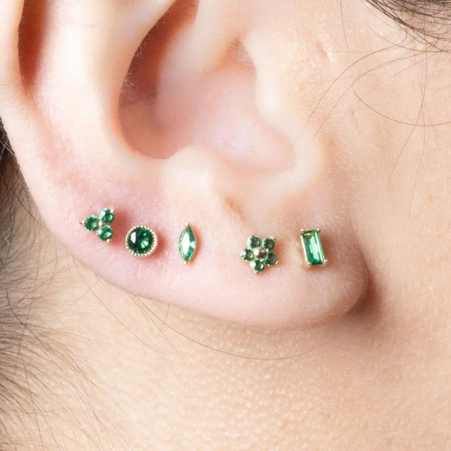 Embellished Emerald Rhinestone Stud Earrings