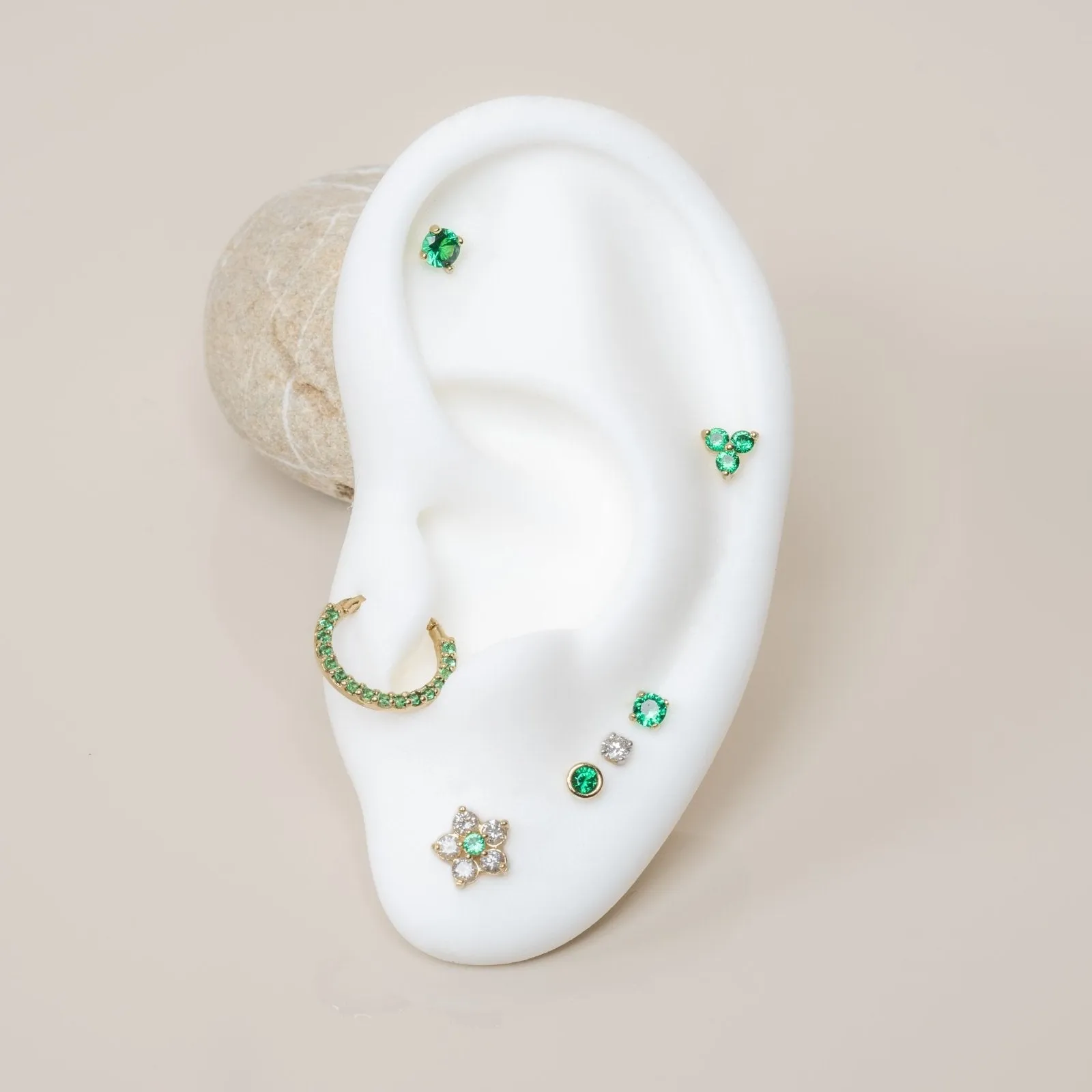 Embellished Emerald Rhinestone Stud Earrings