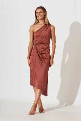 Endlesslove One Shoulder Maxi Dress In Dark Dusty Rose