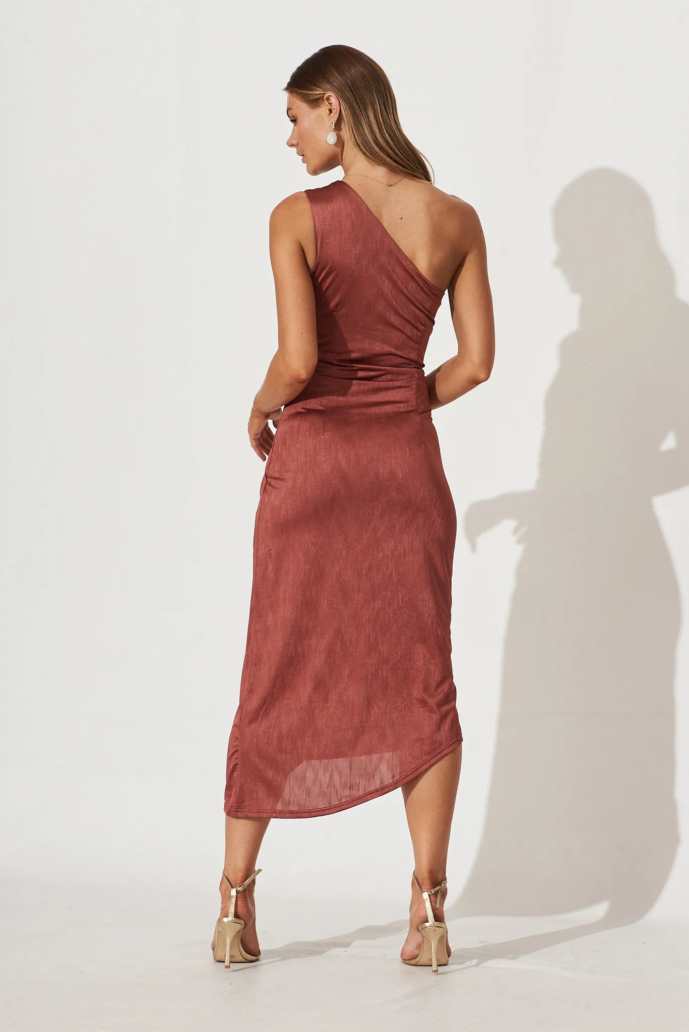 Endlesslove One Shoulder Maxi Dress In Dark Dusty Rose