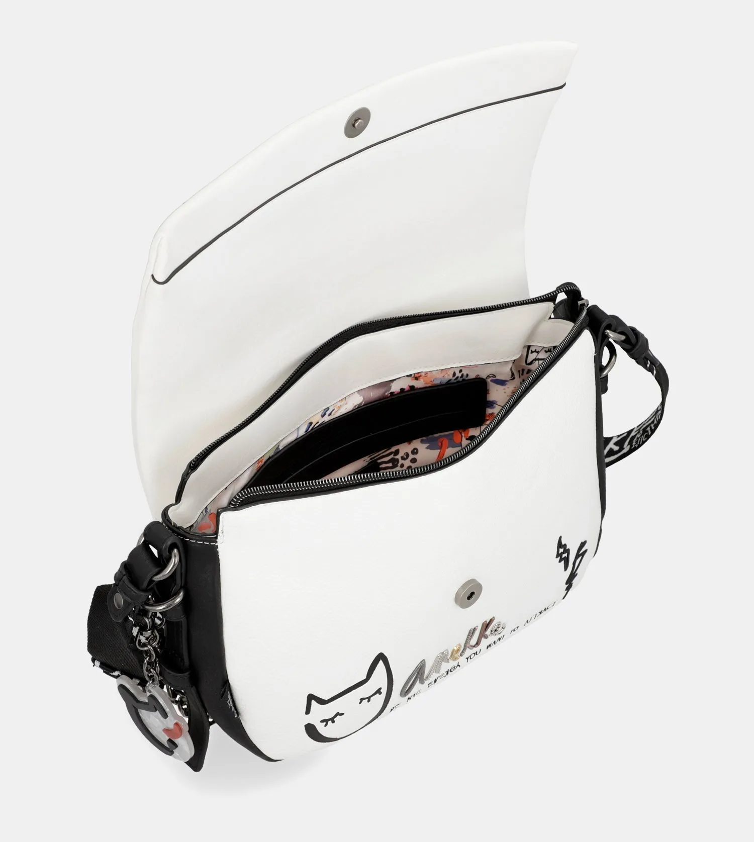 Energy white shoulder bag with flap