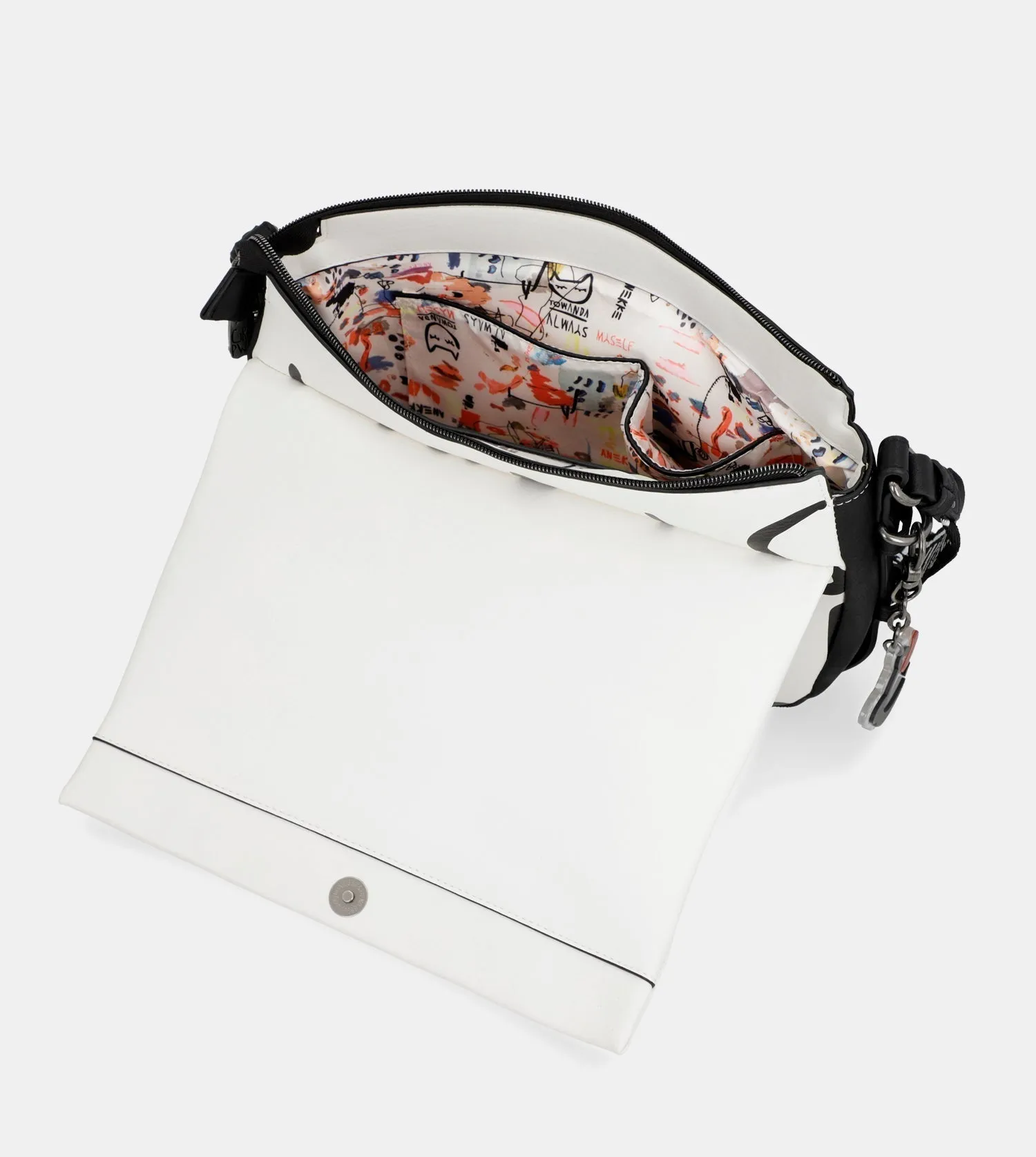 Energy white shoulder bag with flap