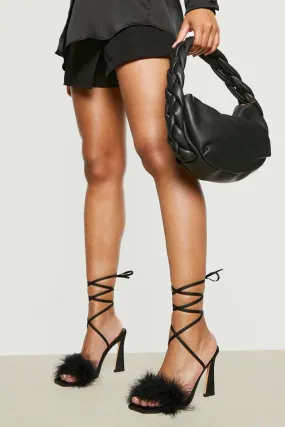 Feather Lace Up Heel