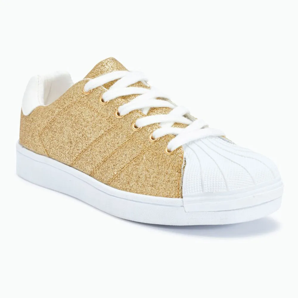 Flat Lace Up Trainer Glitter