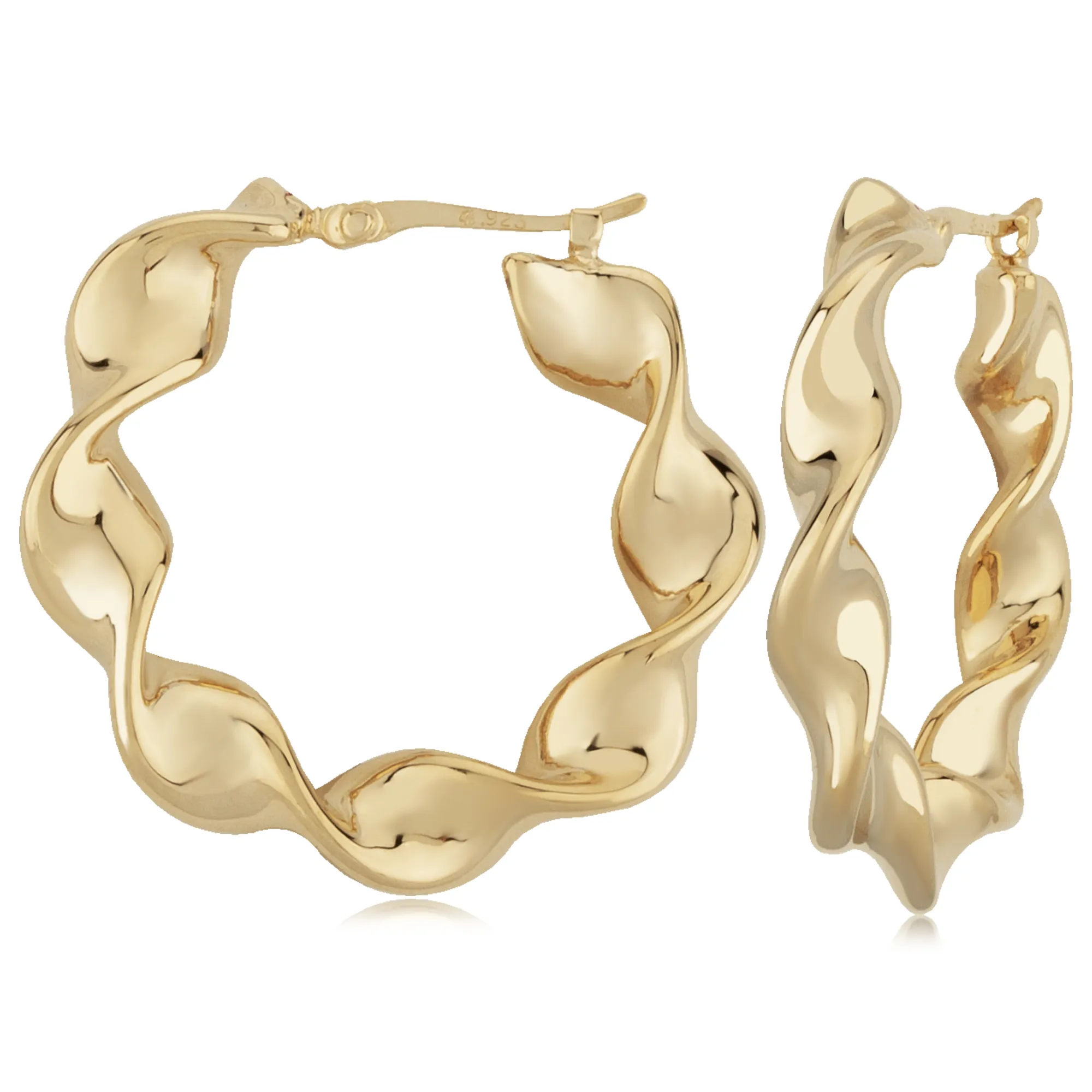 Flat Twist Gold Hoop Earrings