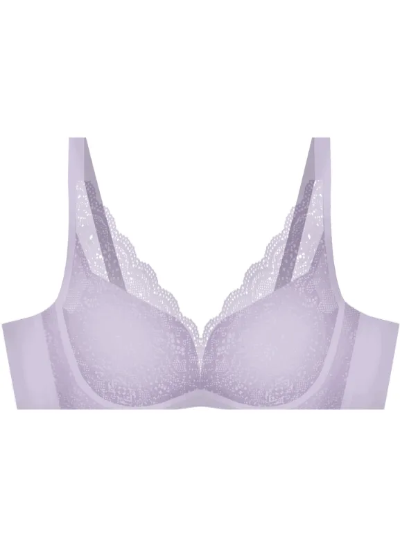 Wireless Floral Deep V Bra