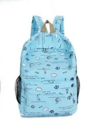 Forward 6 Colors Cartoon Printing Zipper Women Canvas Backpack Daily Backpack 40cm*27cm*14cm