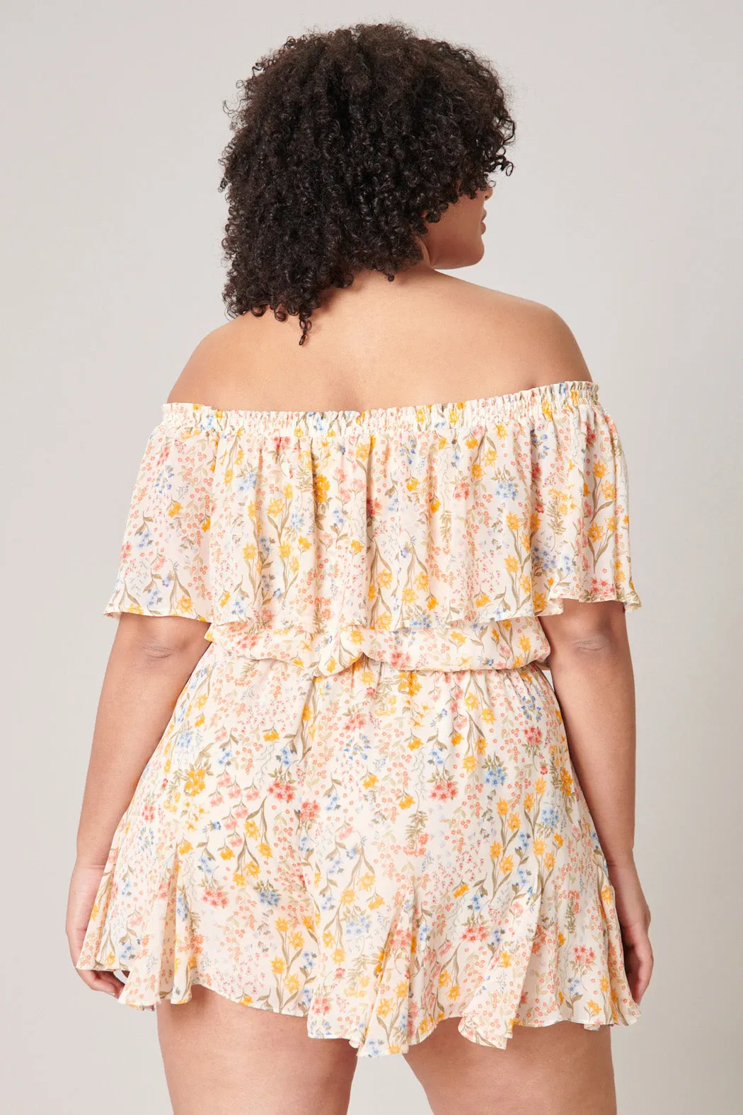 French Country Floral Off the Shoulder Besame Romper Curve