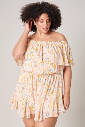 French Country Floral Off the Shoulder Besame Romper Curve