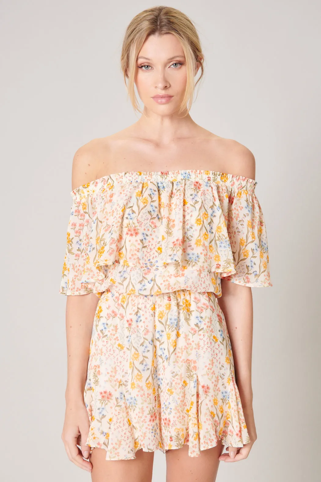 French Country Floral Off the Shoulder Besame Romper