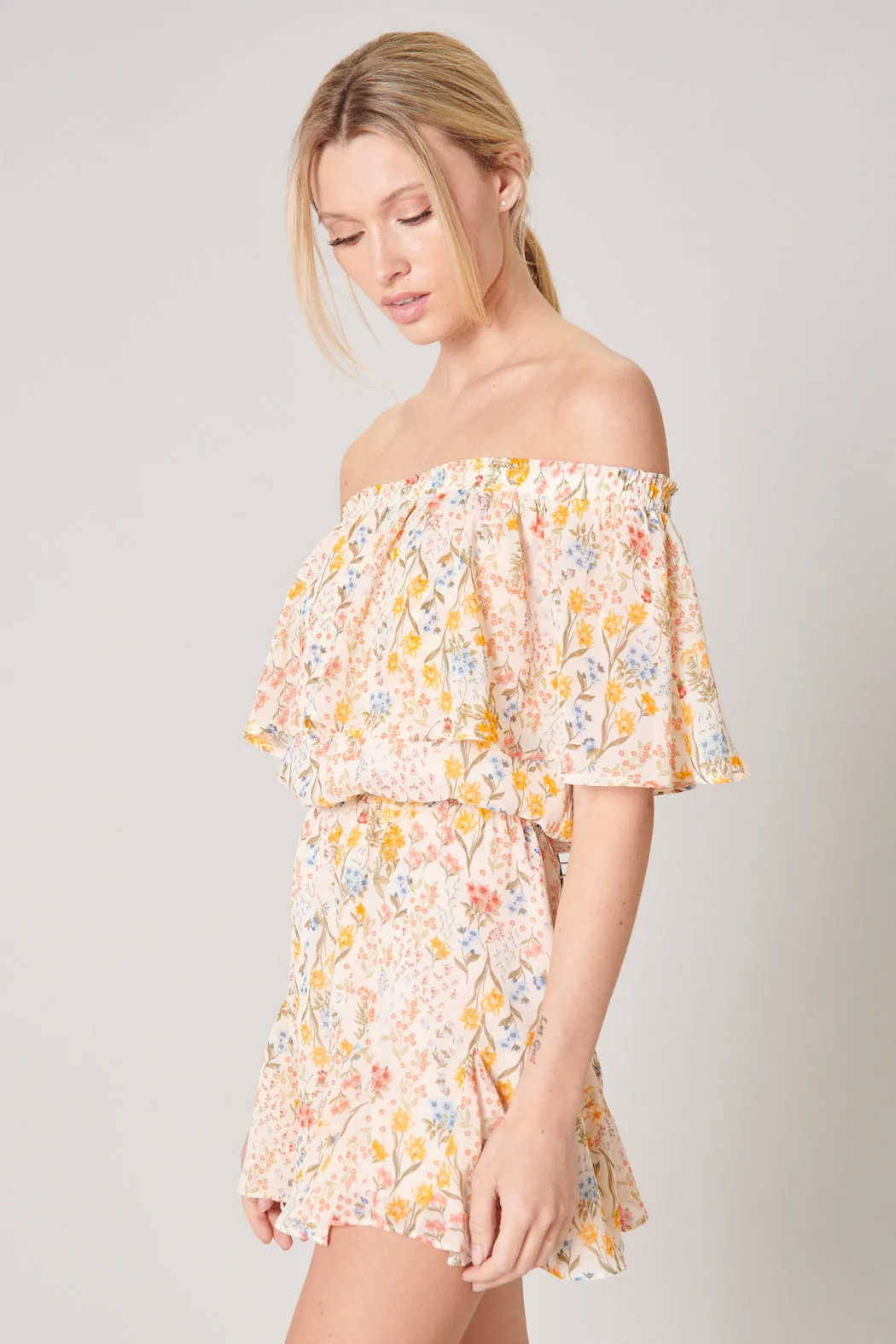 French Country Floral Off the Shoulder Besame Romper