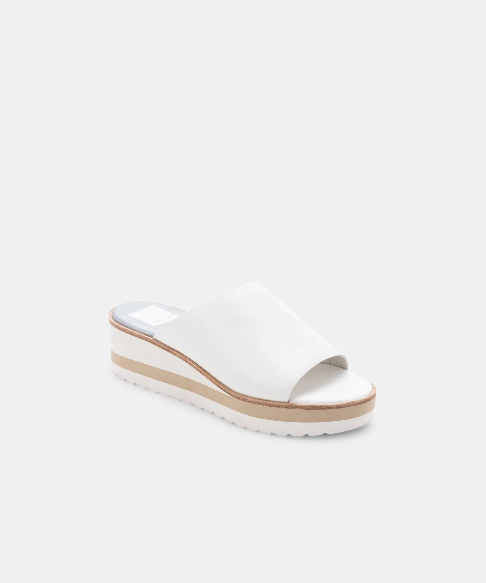 Freta White Leather Wedges