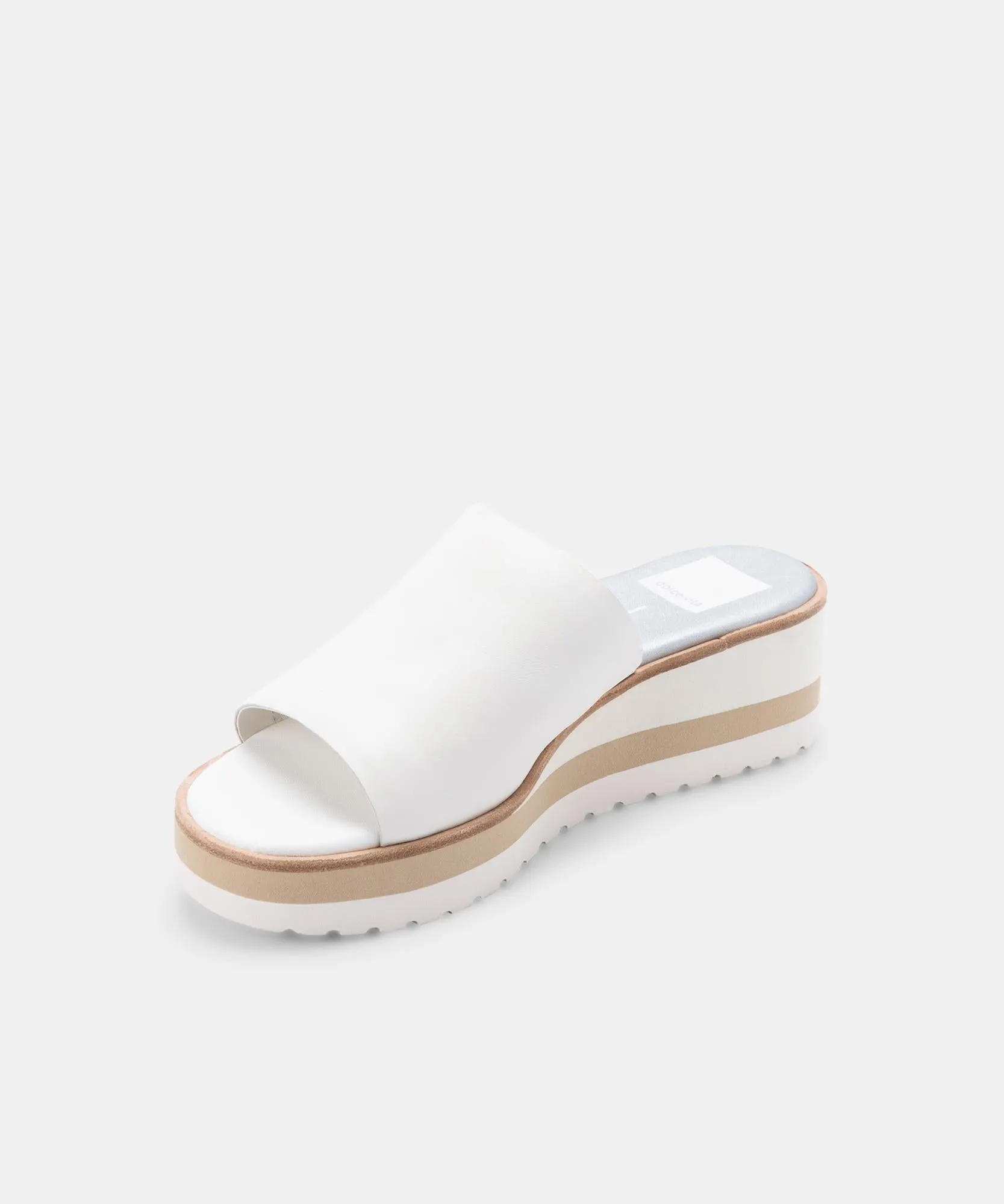 Freta White Leather Wedges