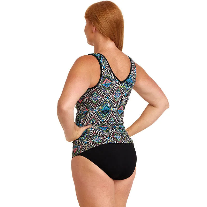 Funkita - Weave Please - Ladies Zip Front Tankini Top