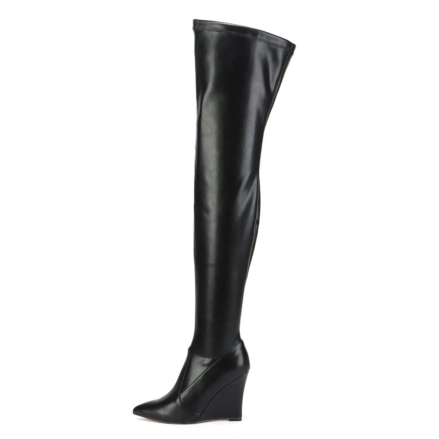 Giaro thigh boots with wedge heel EVERSON in black matte