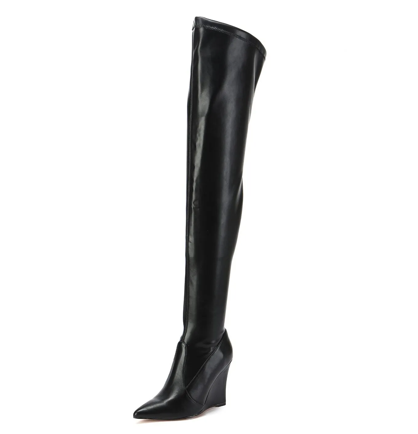 Giaro thigh boots with wedge heel EVERSON in black matte