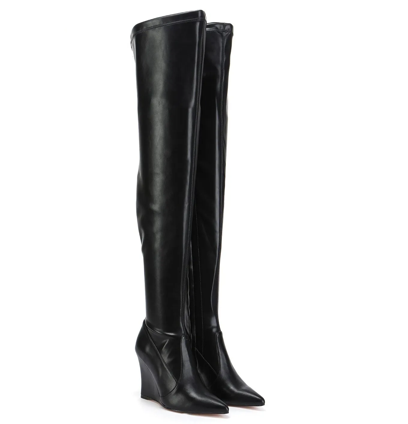 Giaro thigh boots with wedge heel EVERSON in black matte