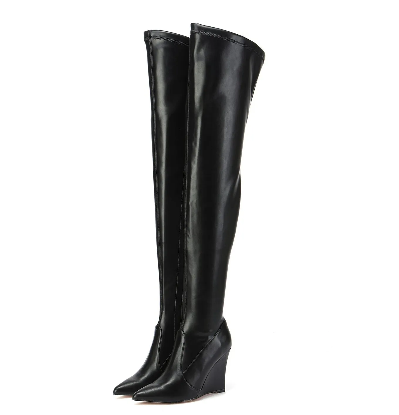 Giaro thigh boots with wedge heel EVERSON in black matte