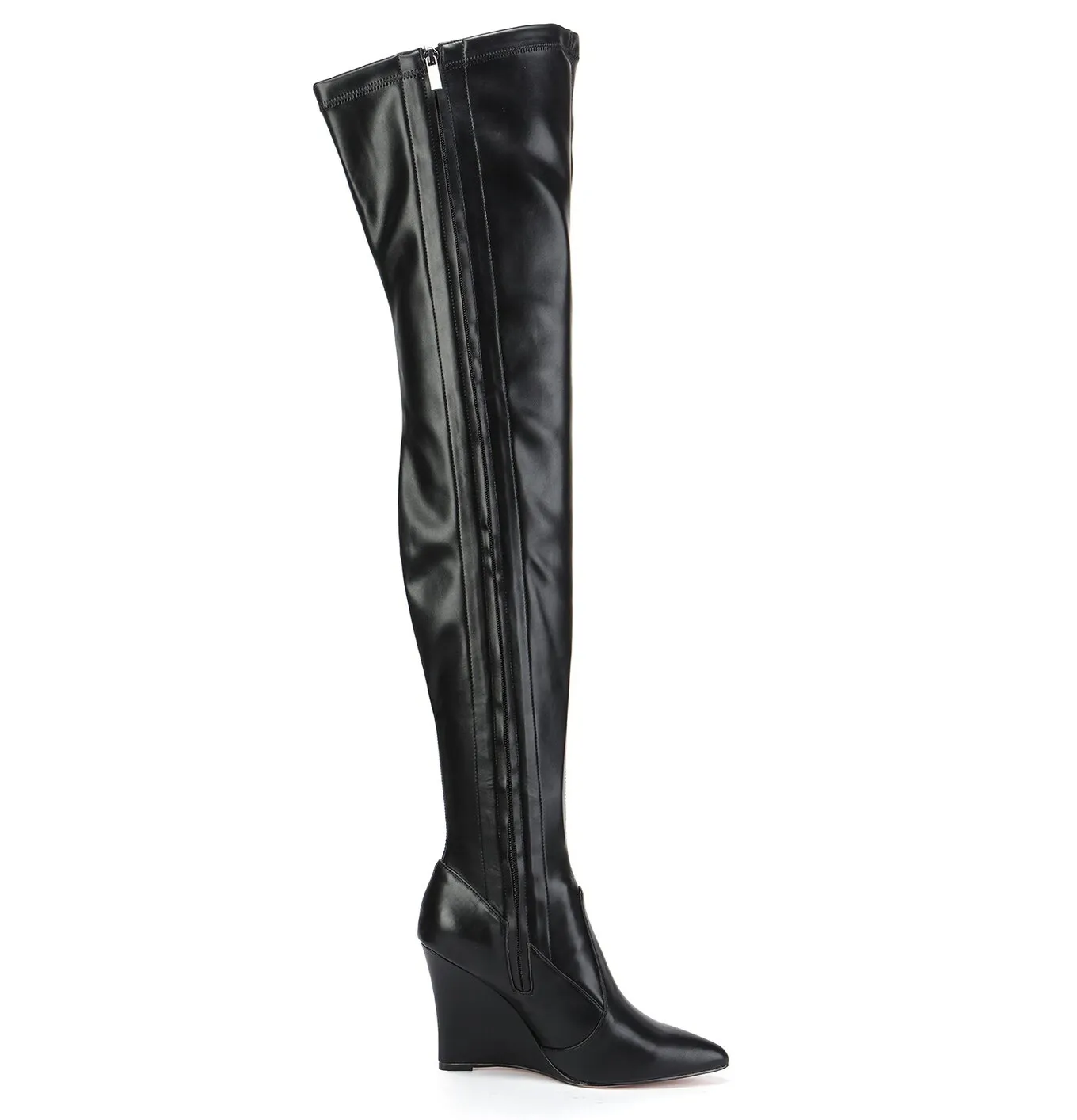 Giaro thigh boots with wedge heel EVERSON in black matte