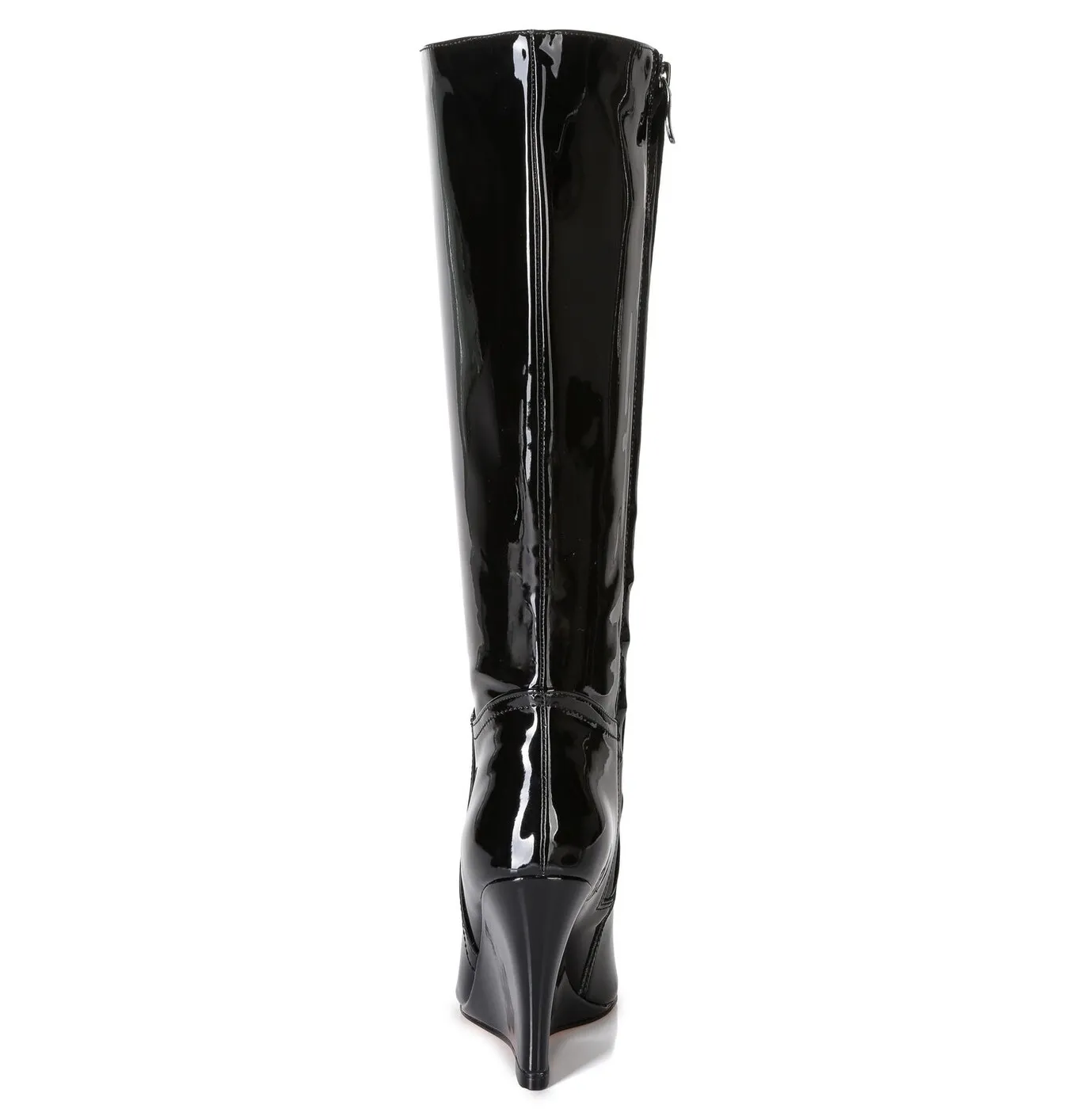 Giaro Wedge heel knee boots ELLA in black shiny with 10cm heels