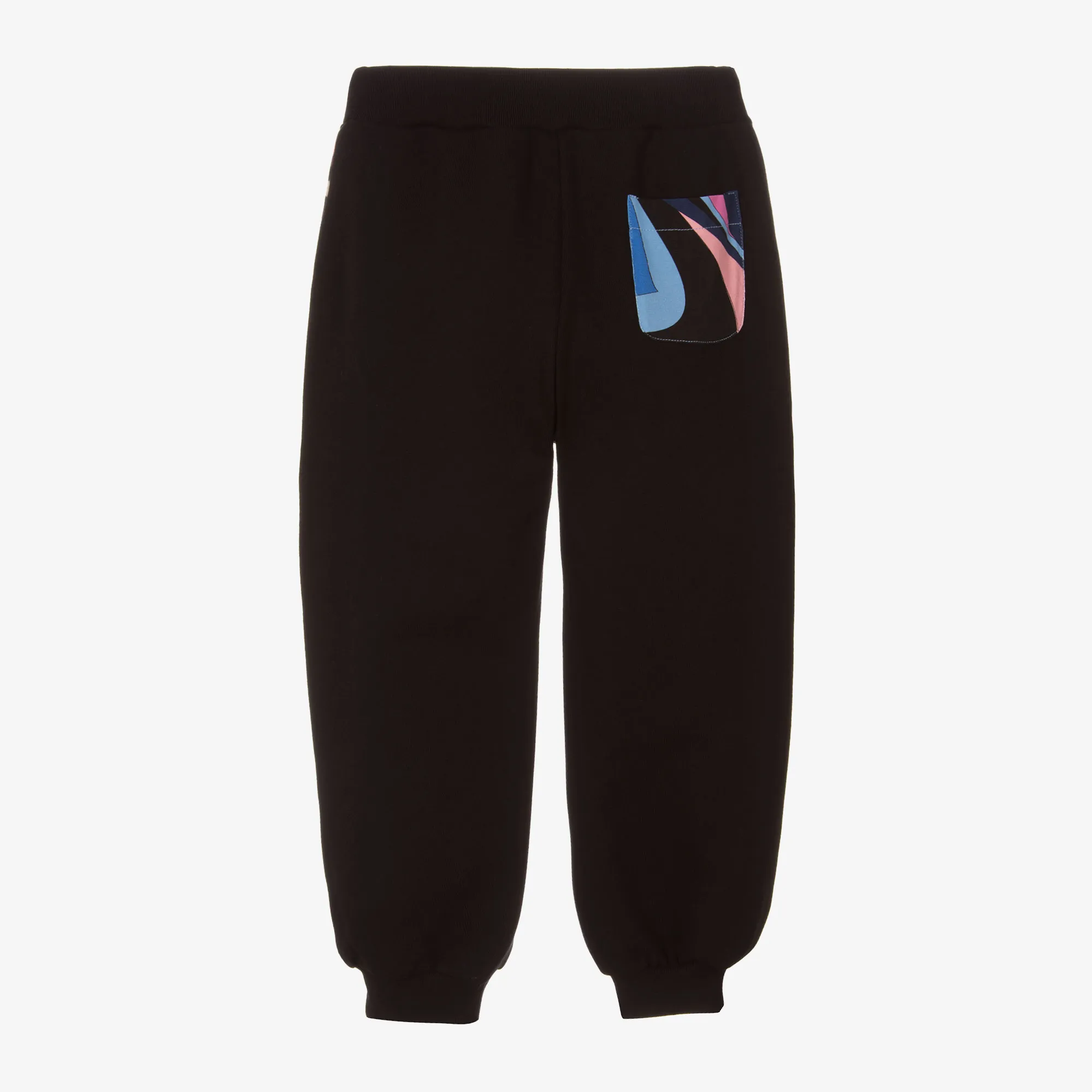 Girls Black Cotton Onde Print Joggers