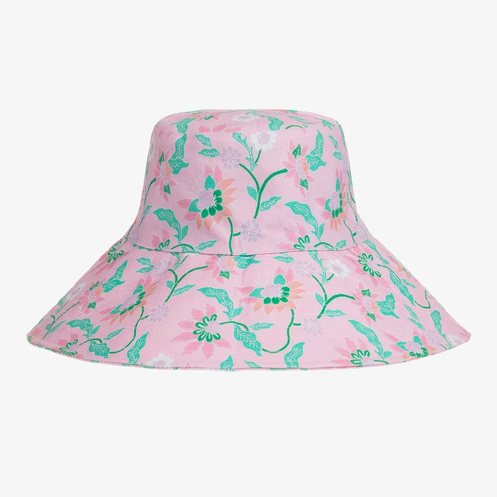 Girls Pink Cotton Bucket Hat