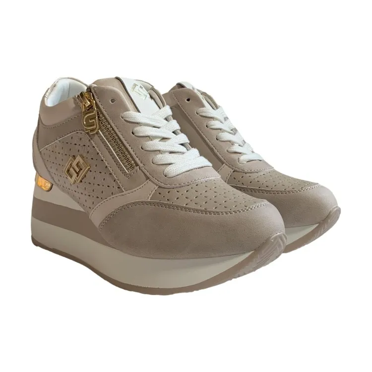 Gold Beige Women's Sneakers - Gold GB825