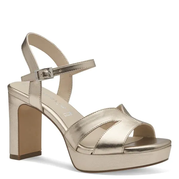 Gold Block Heel Sandal by Tamaris