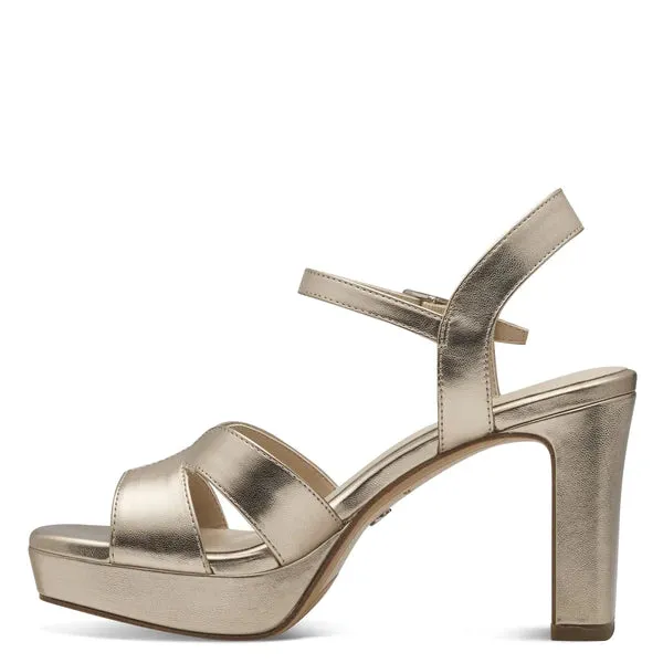 Gold Block Heel Sandal by Tamaris