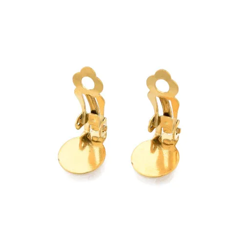 Golden Stainless Steel Clip-On Earring Findings with 10mm Round Flat Pad