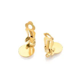 Golden Stainless Steel Clip-On Earring Findings with 10mm Round Flat Pad