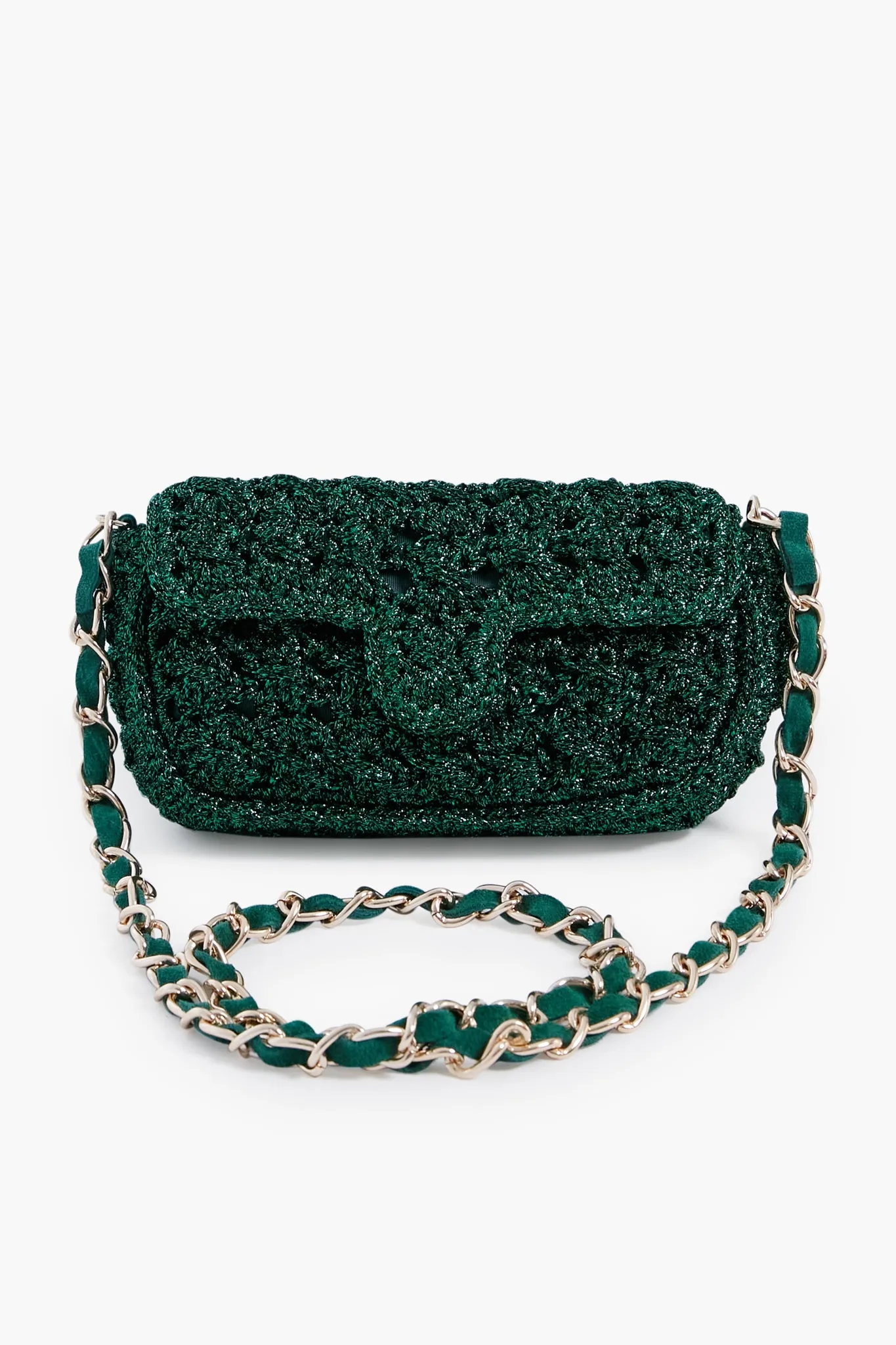 Green Woven Shoulder Bag