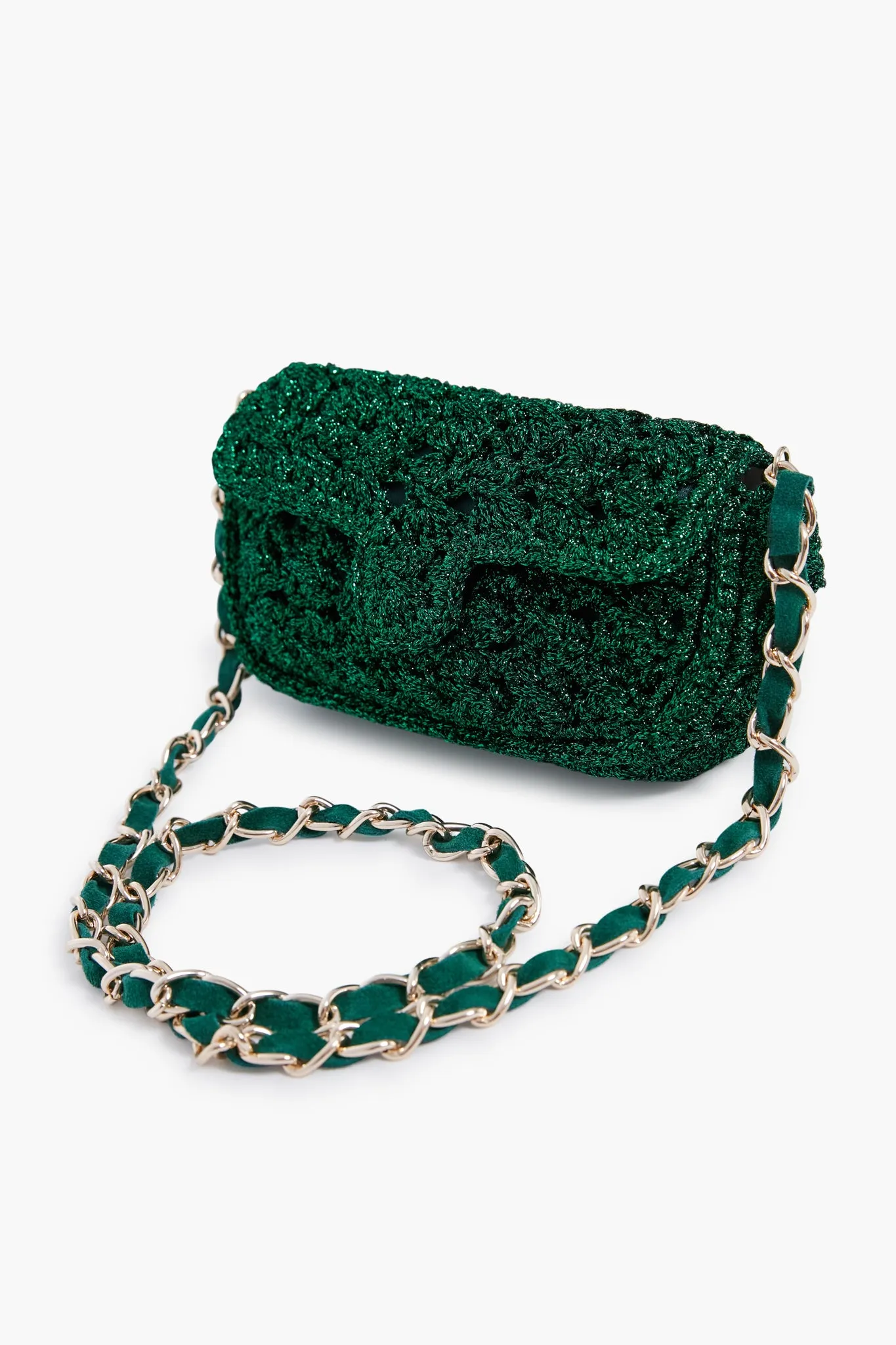 Green Woven Shoulder Bag