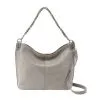 HOBO Pier Shoulder Granite Grey in Metallic Leather Women's