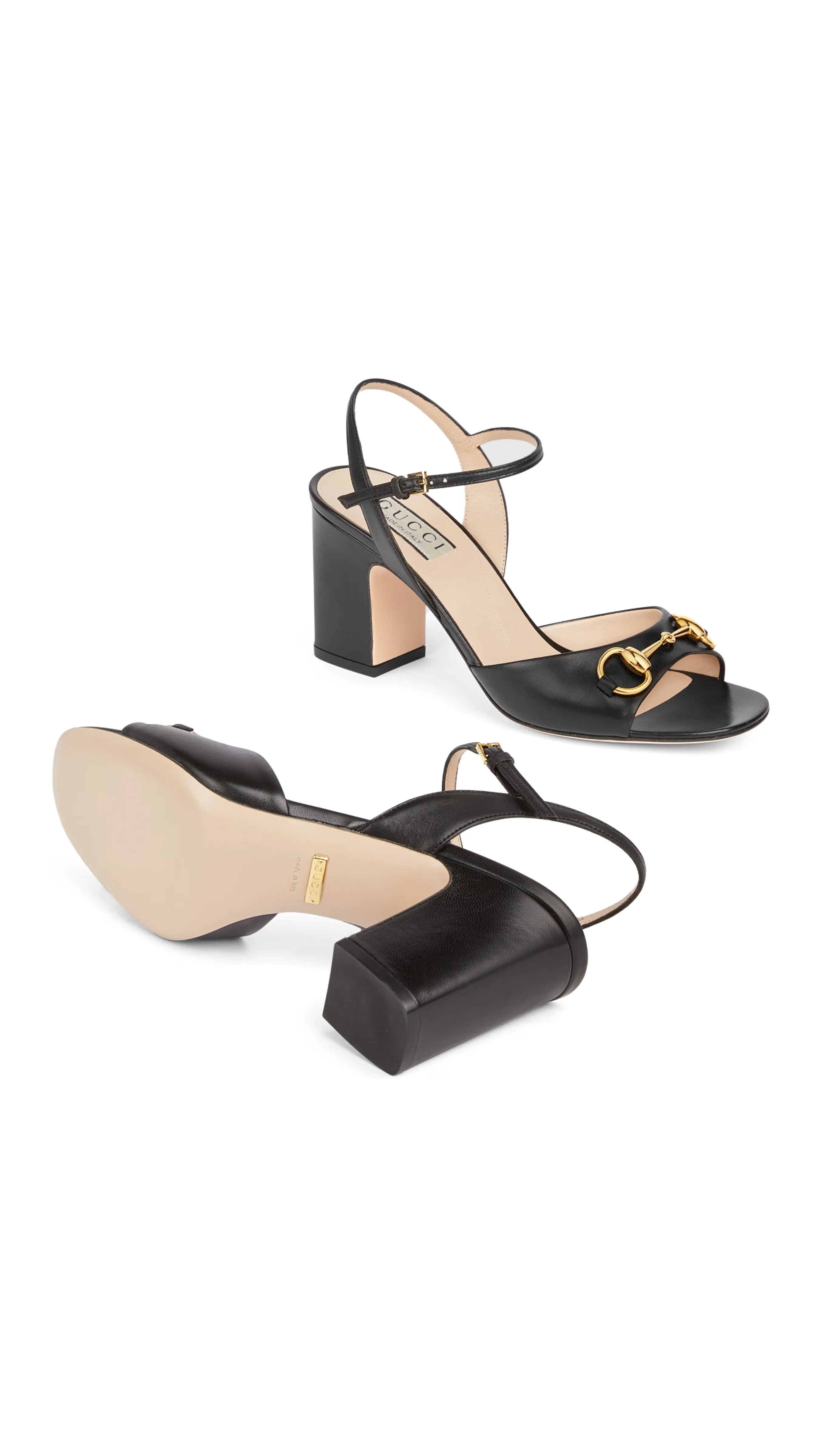 Black Horsebit Mid-Heel Sandal