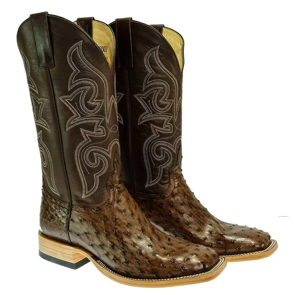 Horsepower HP8001 Kango Tobacco Full Quill Ostrich Brown Antique Men's Cowboy Boots