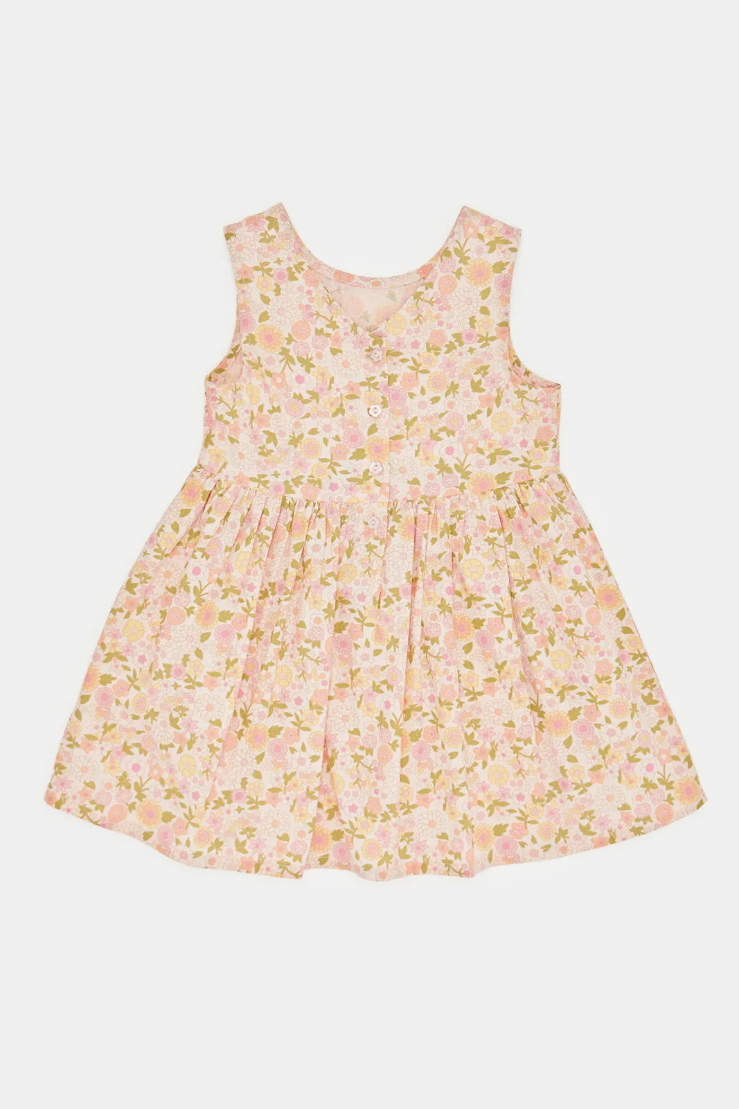 Infant Girls Orange Floral Print Dress