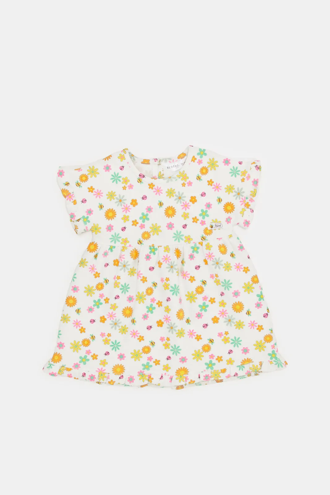 Infant Girls White Floral Print Dress