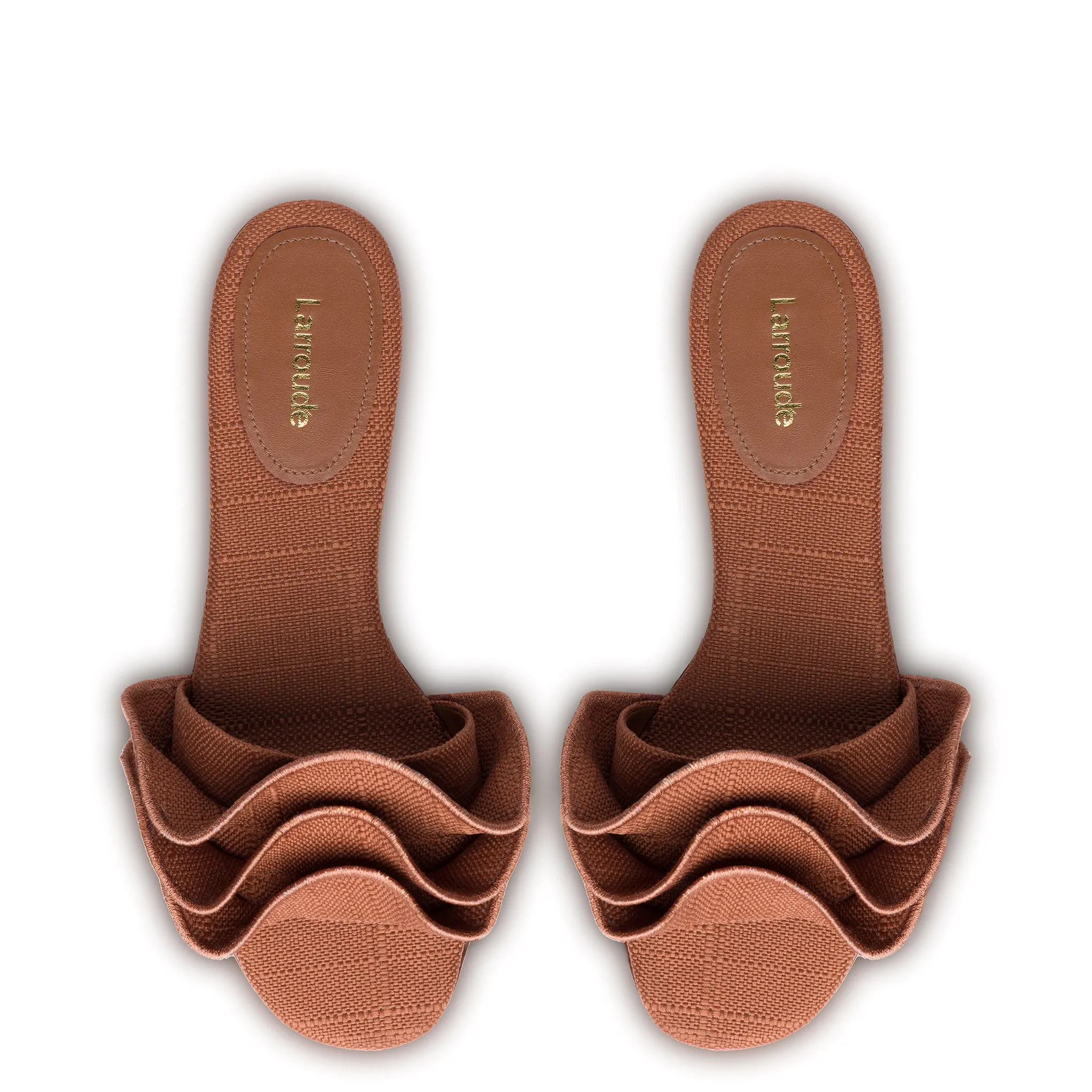 Ivy Caramel Raffia Ruffle Flat Mule