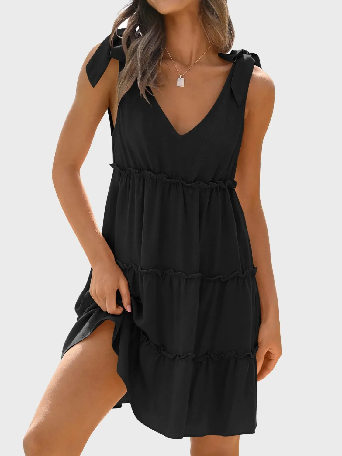 Jay Frill Tie Shoulder Mini Dress