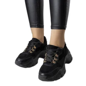 Jenna black mixed fabric sneakers