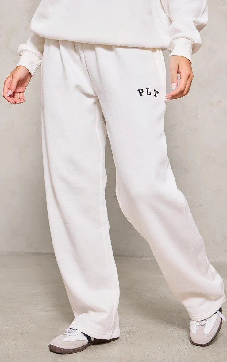 Cream Logo Wide Leg Joggers