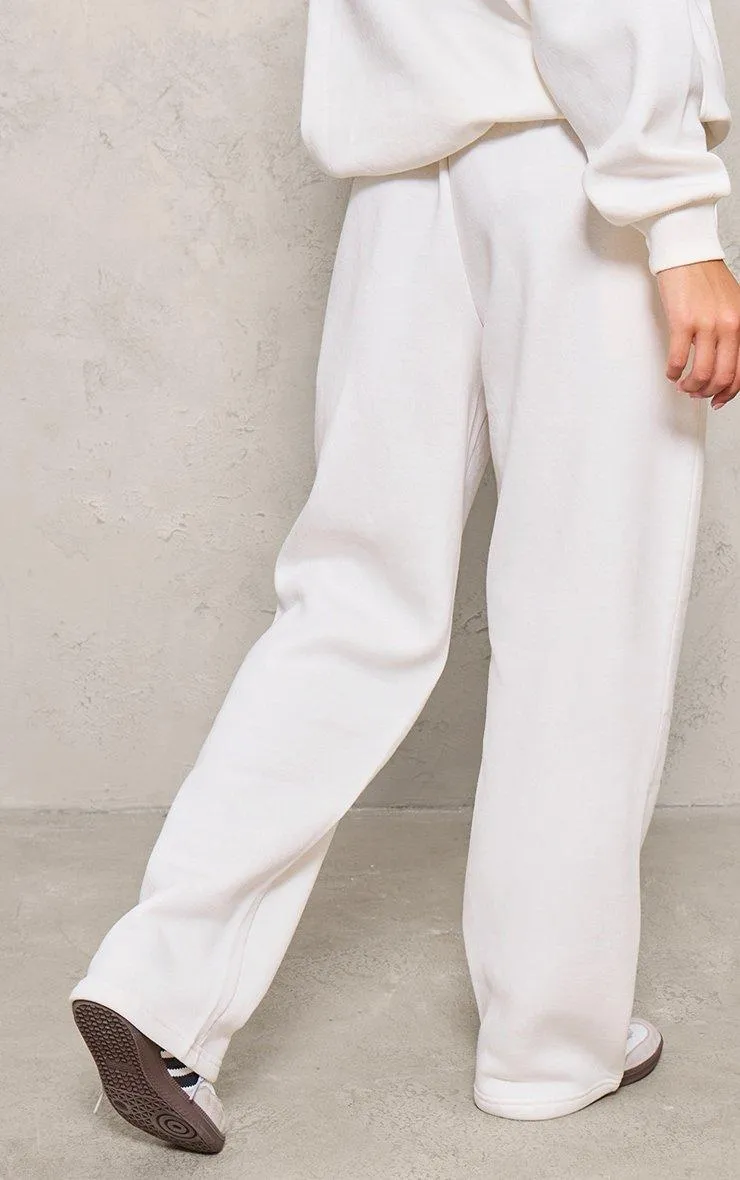 Cream Logo Wide Leg Joggers