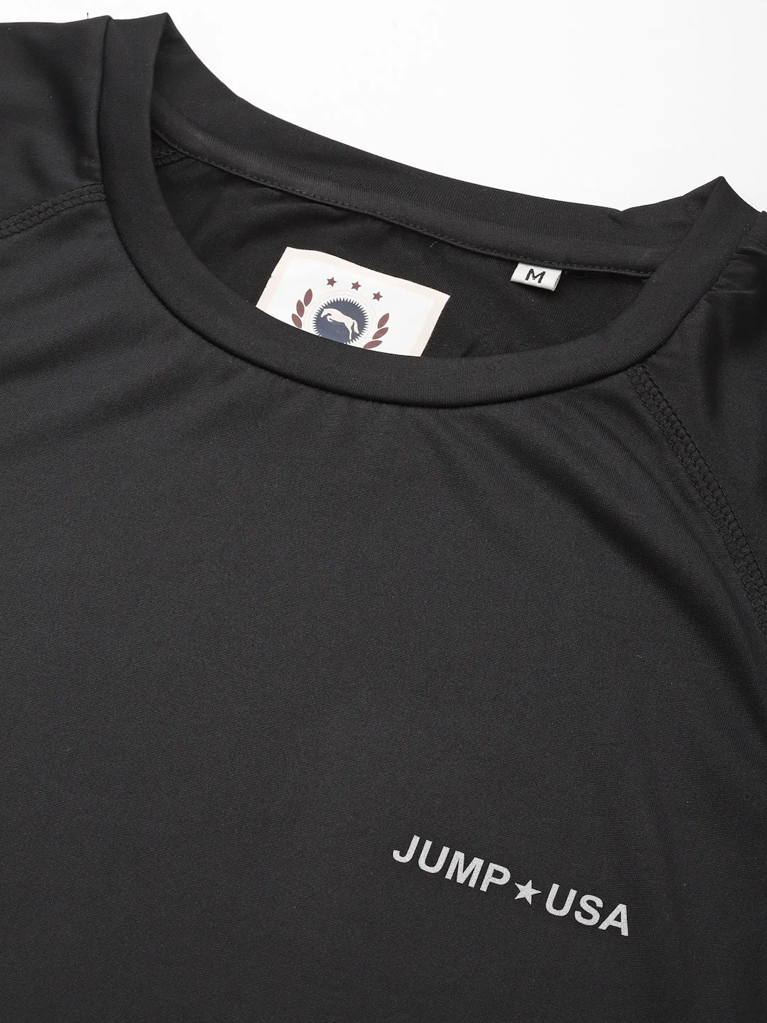 JUMP USA Men's Black Yoga Seamless Round Neck T-Shirt