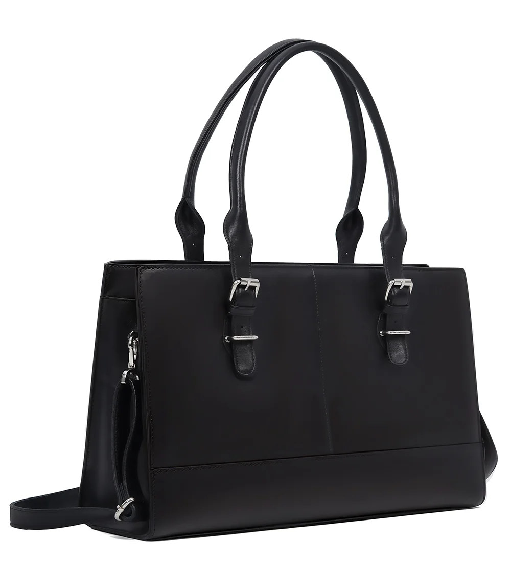 Kenna Black Real Leather Tote Bag for Women's