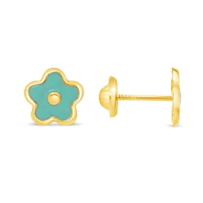 14K Gold Floral Children's Stud Earrings Ellie