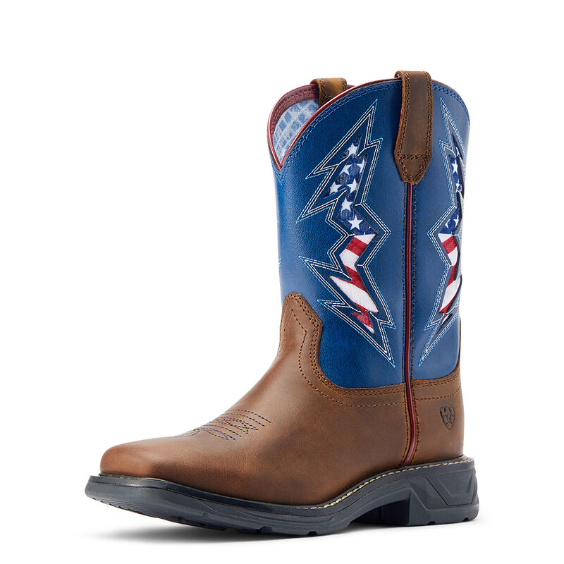 Kid's Workhog XT VentTEK™ Bolt Western Boot in Blue Bolt