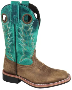 Kids Smoky Mountain Jess Brown Turquoise Square Cowboy Boot - Style 3851C